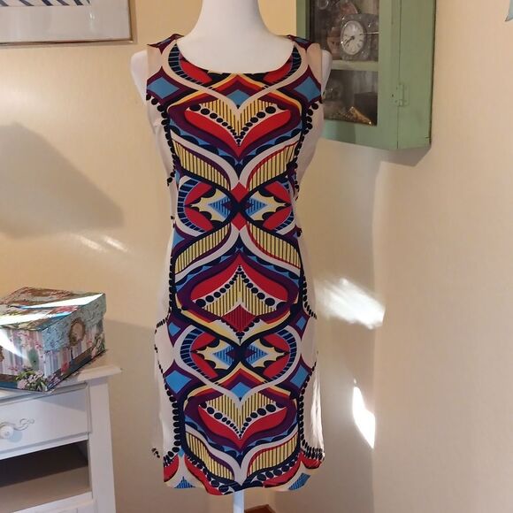 Aryeh Colorful Geometric Pattern Dress. Native Inspired - Picture 1 of 11